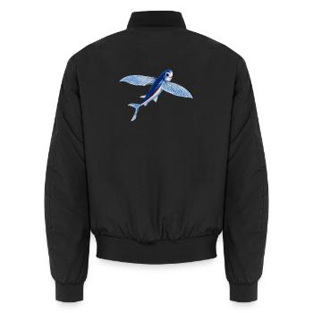 Poisson volant en orange bleu - Bomber unisexe - noir - Dos - AI Model Male 185 light (185cm)