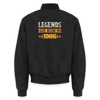 Birthday born in 1986 - Unisex Bomber Jacket - black - Back - AI Model Male 185 light (185cm)