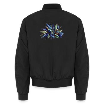 Blue-green fragment flower - Unisex Bomber Jacket - black - Back - AI Model Male 185 light (185cm)