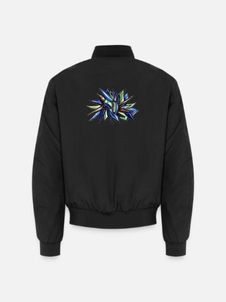 Blaugrüne Fragmentblume - Unisex Bomberjacke - Schwarz