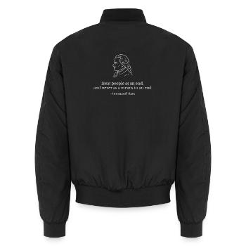 Kant Zitat Porträt-Tee - Unisex Bomberjacke - Schwarz - Hinten - AI Model Male 185 light (185cm)