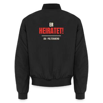 Er heiratet JGA Junggesellenabschied Polterabend - Unisex Bomberjacke - Schwarz - Hinten - AI Model Male 185 light (185cm)