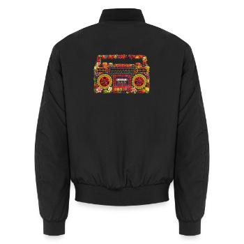 Fruchtige Boombox im bunten Retro Style  - Unisex Bomberjacke - Schwarz - Hinten - AI Model Male 185 light (185cm)