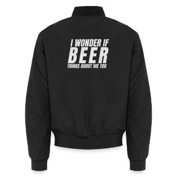 BEER THINKING ABOUT ME - Unisex Bomberjacke - Schwarz - Hinten - AI Model Male 185 light (185cm)