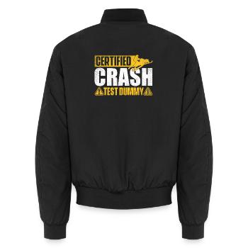 Zertifizierte Crashtest-Dummy – Schneemobil-Schlittenhals - Unisex Bomberjacke - Schwarz - Hinten - AI Model Male 185 light (185cm)