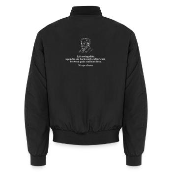 Schopenhauers Zitat über Schmerz und Langeweile - Unisex Bomberjacke - Schwarz - Hinten - AI Model Male 185 light (185cm)