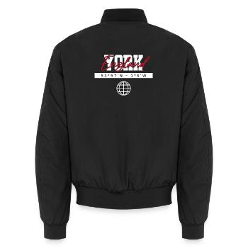 York England Koordinaten Reise Souvenir - Unisex Bomberjacke - Schwarz - Hinten - AI Model Male 185 light (185cm)