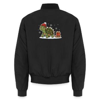Weihnachtsschildkröte mit Schlitten - Unisex Bomberjacke - Schwarz - Hinten - AI Model Male 185 light (185cm)
