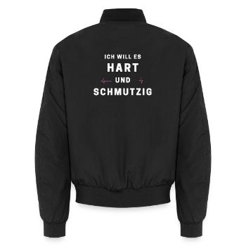 Hart und Schmutzig Typografie - Unisex Bomberjacke - Schwarz - Hinten - AI Model Male 185 light (185cm)