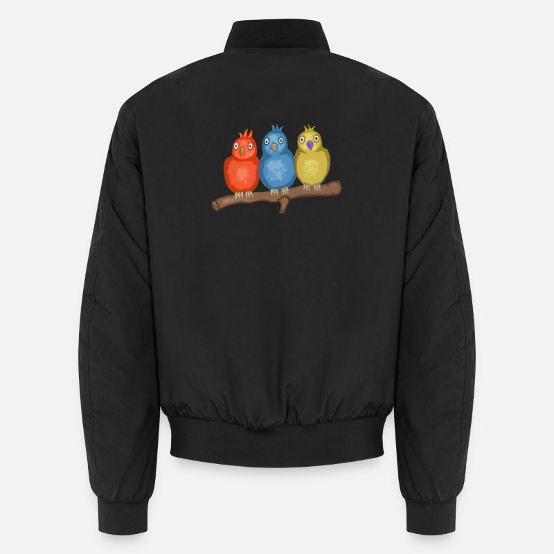 Bunte Vögel auf einem Ast Unisex Bomberjacke