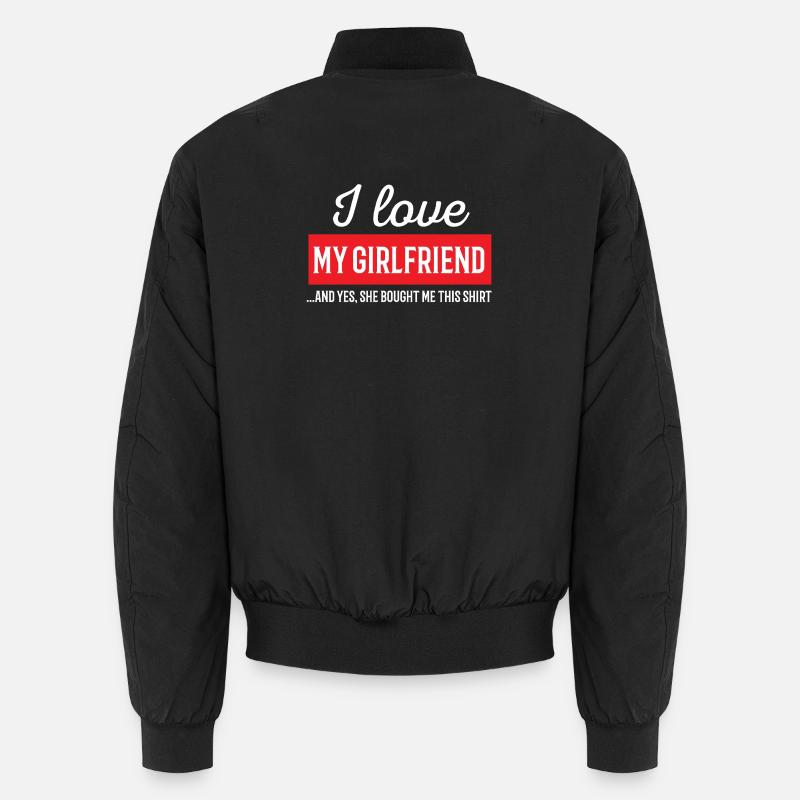 I Love My Girlfriend - Unisex Bomber Jacket - black