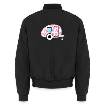 Caravane Caravane Coeurs roses Peint Camping Décoration - Bomber unisexe - noir - Dos - AI Model Male 185 light (185cm)