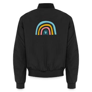 Regenbogen mit Herz - Unisex Bomberjacke - Schwarz - Hinten - AI Model Male 185 light (185cm)