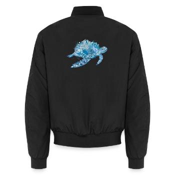 imaginative blue turtle with corals - Unisex Bomber Jacket - black - Back - AI Model Male 185 light (185cm)