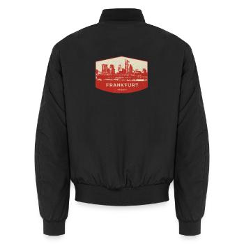 Badge rouge de la Skyline de Francfort - Bomber unisexe - noir - Dos - AI Model Male 185 light (185cm)