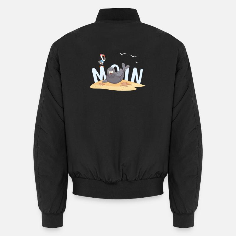 Moin Seal Seagull Beach - Unisex Bomber Jacket - black