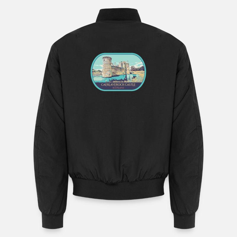 Illustration Caerlaverock Castle, Scotland - Unisex Bomber Jacket - black