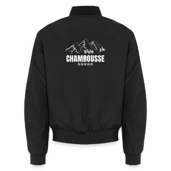 Chamrousse, Skigebiet, Skigebiet - Unisex Bomberjacke - Schwarz - Hinten - AI Model Male 185 light (185cm)