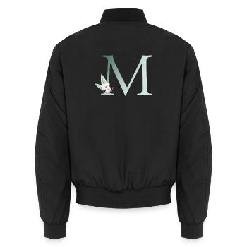 M Monogramm, Floral, personalisierbar - Unisex Bomberjacke - Schwarz - Hinten - AI Model Male 185 light (185cm)