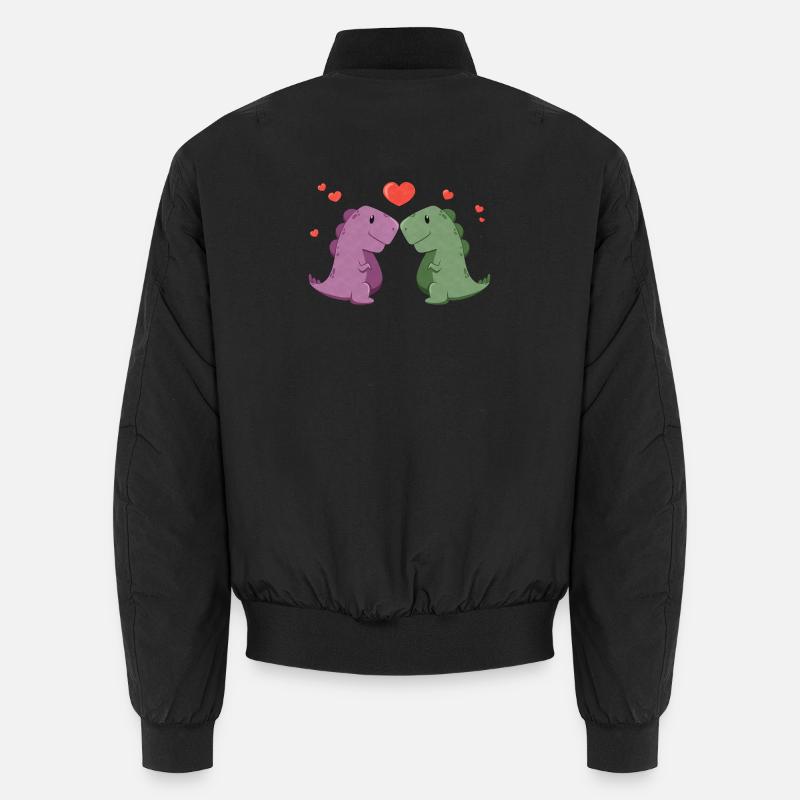 Cute dinosaurs with a heart - Unisex Bomber Jacket - black