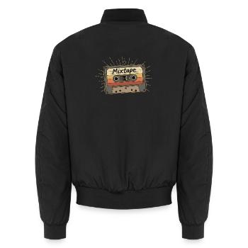 Retro Mixtape Cassette - Unisex Bomber Jacket - black - Back - AI Model Male 185 light (185cm)