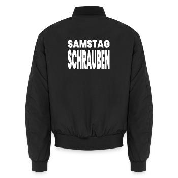 Autos - Unisex Bomberjacke - Schwarz - Hinten - AI Model Male 185 light (185cm)