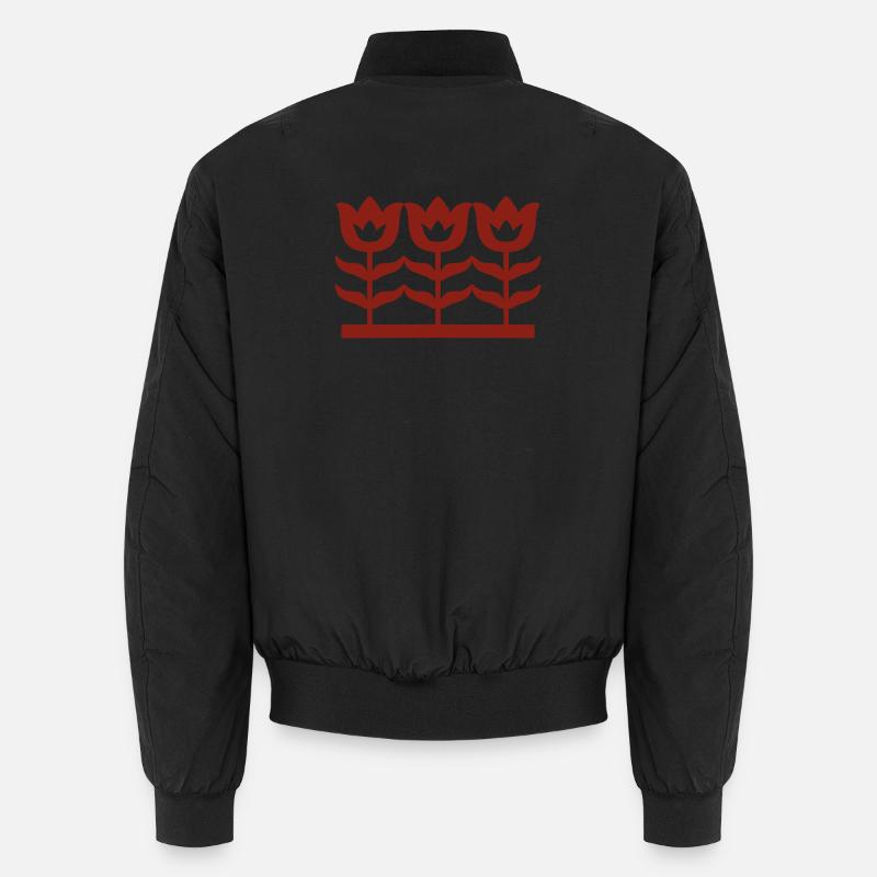 Red Tulip Chinese Paper Cutting Pattern Unisex Bomber Jacket