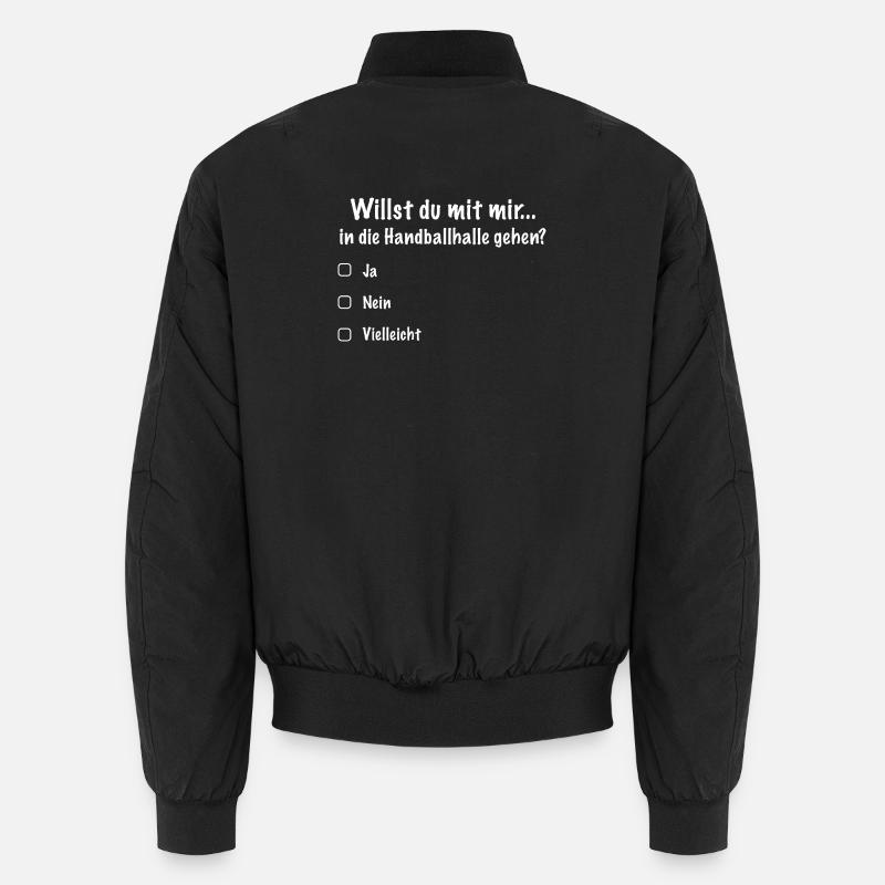 Handballdate Spruch Einladung (Weiß) - Unisex Bomberjacke - Schwarz