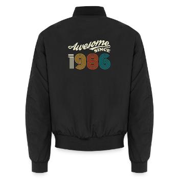 Awesome since 1986 retro logo - Unisex Bomber Jacket - black - Back - AI Model Male 185 light (185cm)