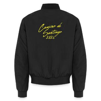 Camino de Santiago 2026 buen camino shell - Unisex Bomber Jacket - black - Back - AI Model Male 185 light (185cm)