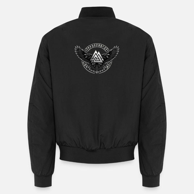 Raven Valknut Viking Symbol - Unisex Bomber Jacket - black