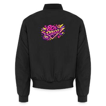 80s Disco Neon Fusion - Unisex Bomber Jacket - black - Back - AI Model Male 185 light (185cm)