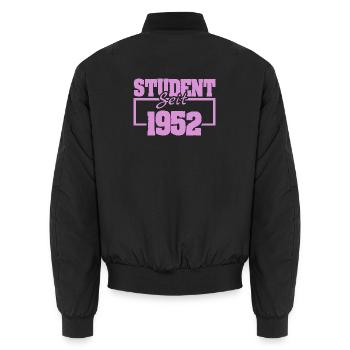 Student Self 1952 Vintage Print - Unisex Bomber Jacket - black - Back - AI Model Male 185 light (185cm)