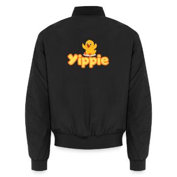Yippie Duck - Unisex Bomber Jacket - black - Back - AI Model Male 185 light (185cm)