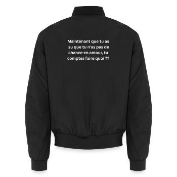 T-shirt Pas De Chance En Amour Humour - Bomber unisexe - noir - Dos - AI Model Male 185 light (185cm)