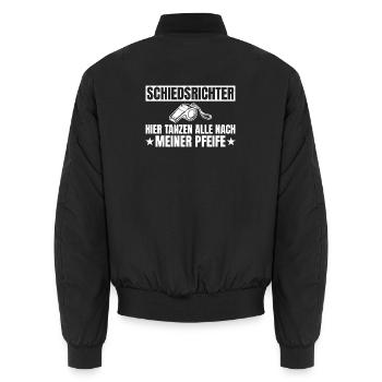 Schiedsrichter Alle tanzen nach meiner Pfeife - Unisex Bomberjacke - Schwarz - Hinten - AI Model Male 185 light (185cm)
