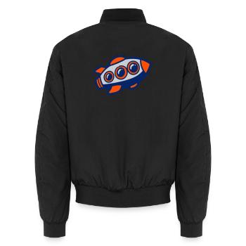 Space Rocket Illustration - Unisex Bomber Jacket - black - Back - AI Model Male 185 light (185cm)