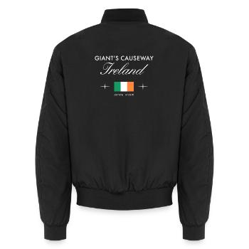 Giant's Causeway Northern Ireland Coordinates Souvenir - Unisex Bomber Jacket - black - Back - AI Model Male 185 light (185cm)