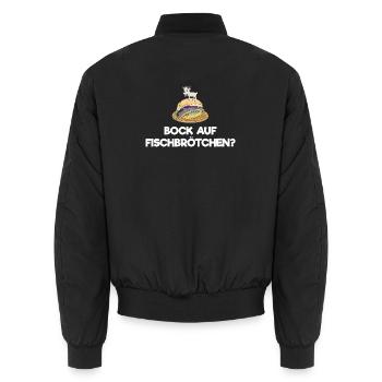 Bock auf Fischbrötchen? - Unisex Bomberjacke - Schwarz - Hinten - AI Model Male 185 light (185cm)
