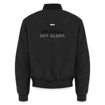 On Call. Off Sleep. - Unisex Bomberjacke - Schwarz - Hinten - AI Model Male 185 light (185cm)