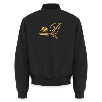 Initiale P mit Rose - Unisex Bomberjacke - Schwarz - Hinten - AI Model Male 185 light (185cm)
