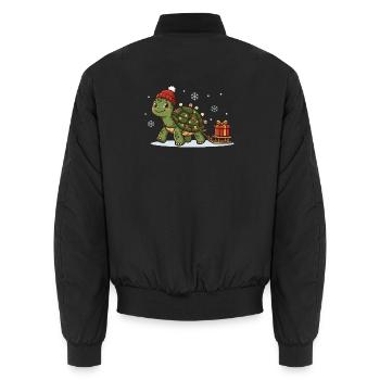 Weihnachts-Schildkröte mit Lichterkette - Unisex Bomberjacke - Schwarz - Hinten - AI Model Male 185 light (185cm)