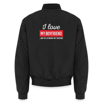J'aime mon petit ami - Bomber unisexe - noir - Dos - AI Model Male 185 light (185cm)