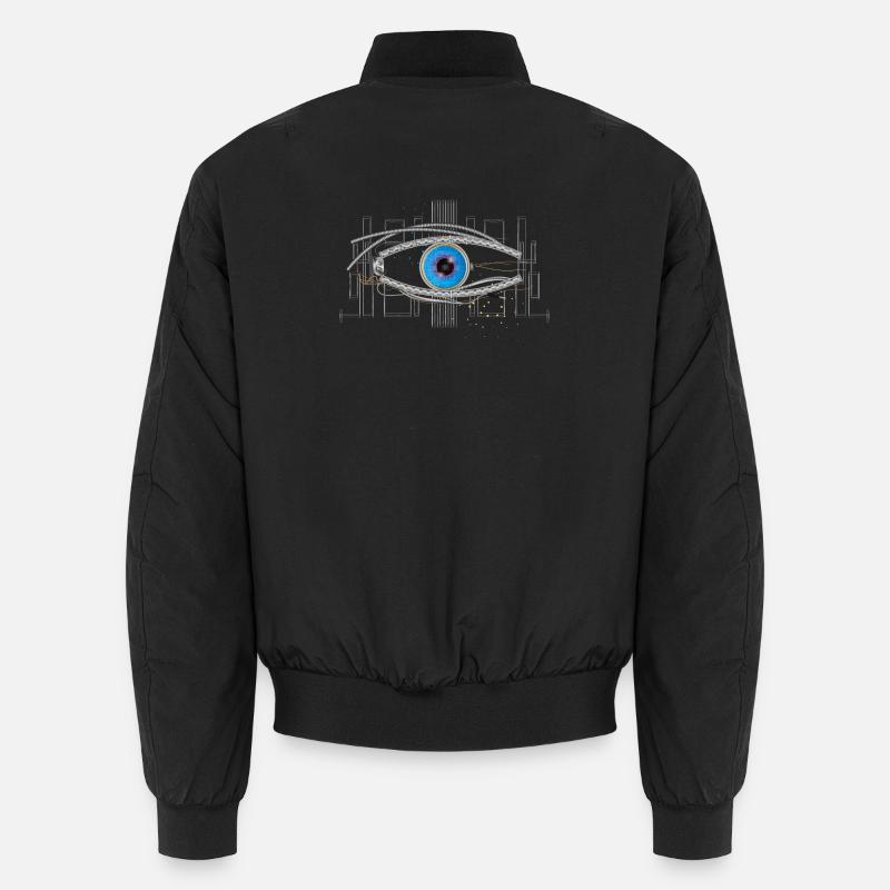 cool blue cyborg or robot eye Unisex Bomber Jacket