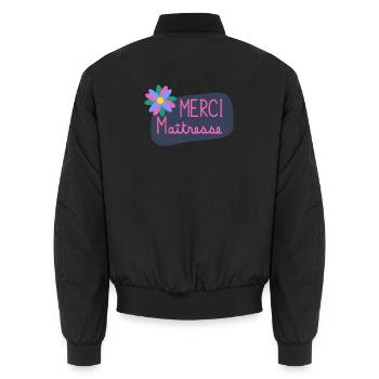 MERCI. MAÎTRESSE. MAÎTRE. MERCI MAÎTRESSE. FLEUR - Bomber unisexe - noir - Dos - AI Model Male 185 light (185cm)