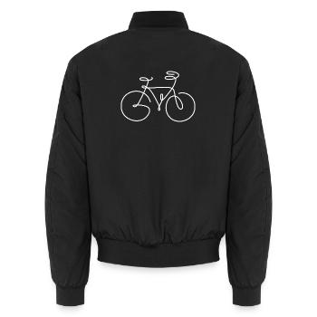 Minimalistisches Fahrraddesign Weiße Linie - Unisex Bomberjacke - Schwarz - Hinten - AI Model Male 185 light (185cm)
