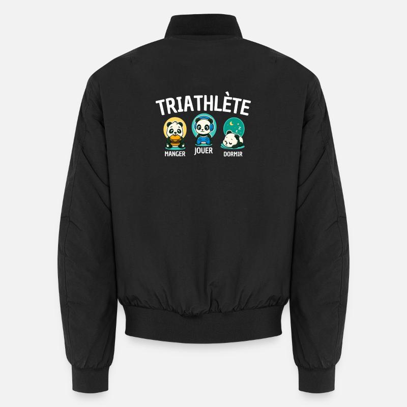 Triathlet Panda isst Spiel Schlaf Niedlich Unisex Bomberjacke