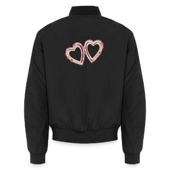 Double connexion cœur - Bomber unisexe - noir - Dos - AI Model Male 185 light (185cm)
