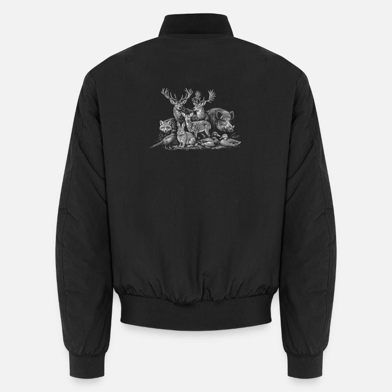 Waldbewohner Silhouette Szene - Unisex Bomberjacke - Schwarz