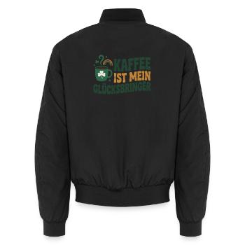 Coffee is my lucky charm - Unisex Bomber Jacket - black - Back - AI Model Male 185 light (185cm)